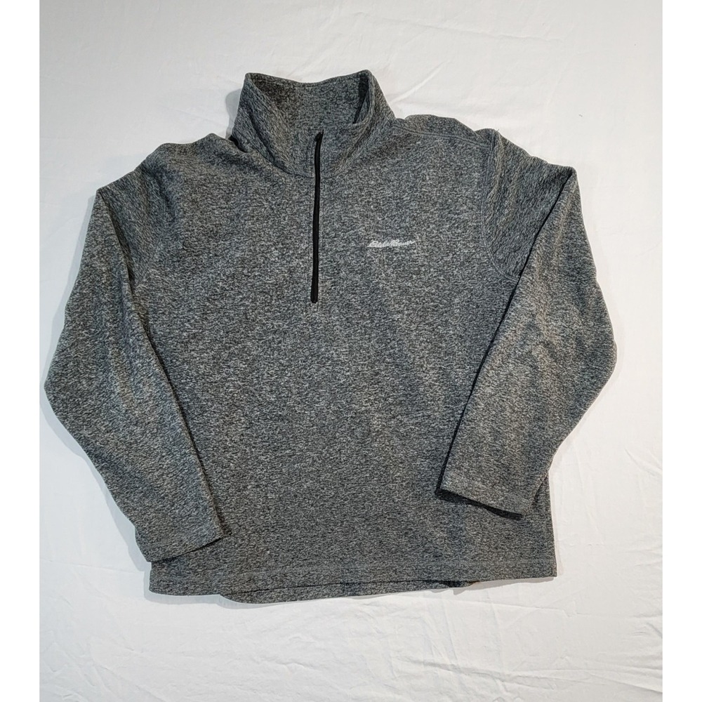 Eddie Bauer Shirt Mens XL Gray Fleece 1/4 Zip Long Sleeve